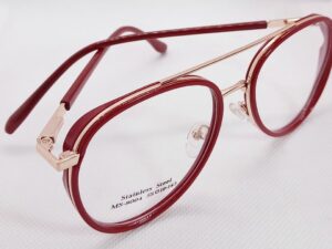 montura mujer redonda roja