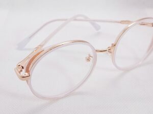 montura mujer redonda transparente & dorada